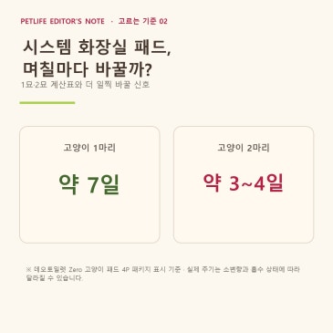 고양이 시스템 화장실 패드 교체 주기, 1묘·2묘 며칠일까?